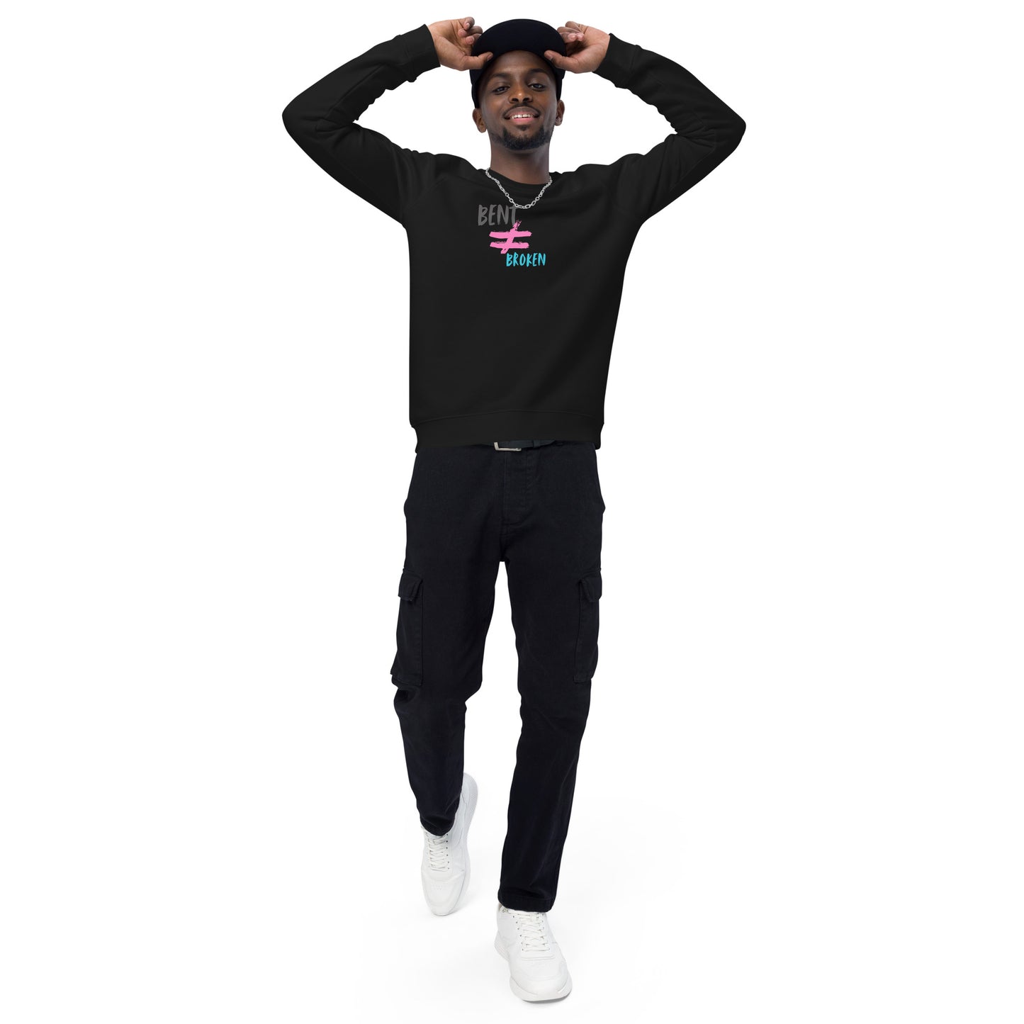 Bent Not Broken Unisex organic raglan sweatshirt