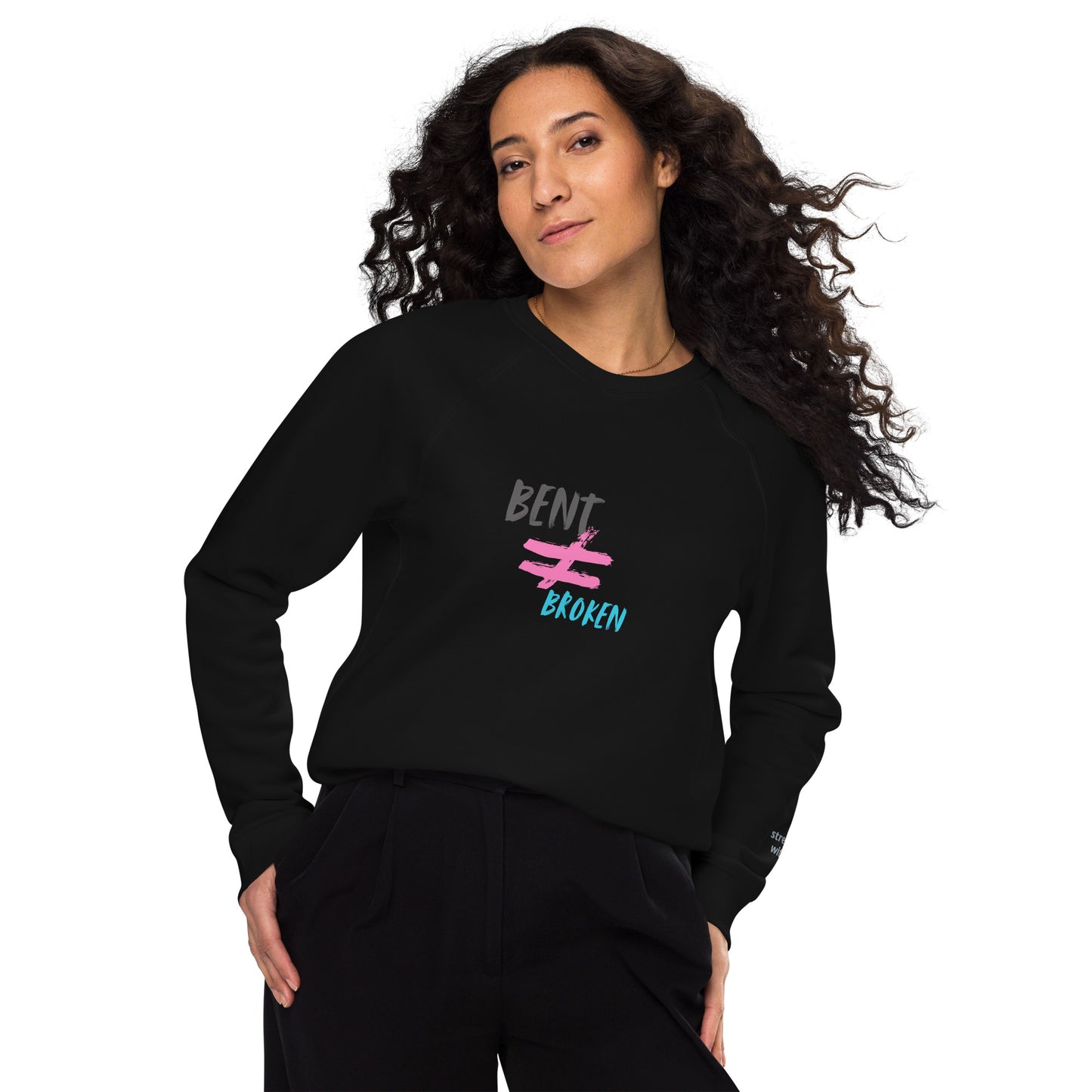 Bent Not Broken Unisex organic raglan sweatshirt